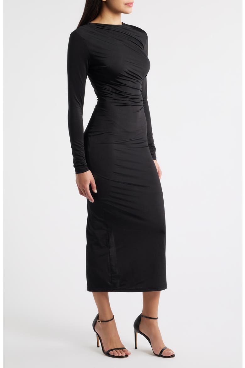 Hilda Long Sleeve Cocktail Dress, Alternate, color, BLACK