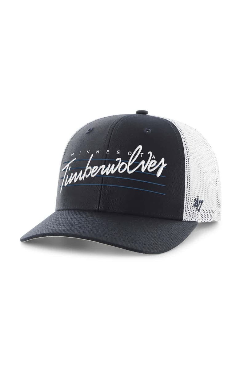 '47 Men's '47 Navy Minnesota Timberwolves Downburst Trucker Adjustable Hat, Alternate, color, Navy