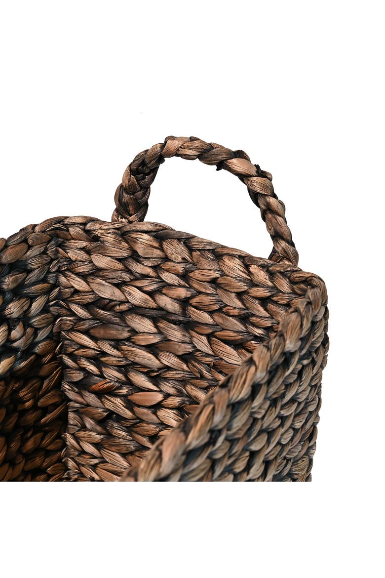 Clara Farmhouse Classic Handwoven Hyacinth Rectangle Storage Floor Baskets with Handles,, Alternate, color, Brown