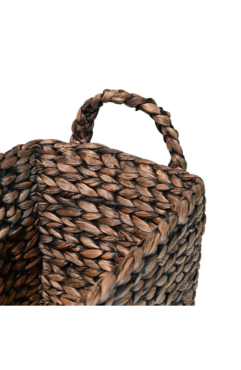 HAPPIMESS Clara Farmhouse Classic Handwoven Hyacinth Rectangle Storage Floor Baskets with Handles,, Alternate, color, Brown