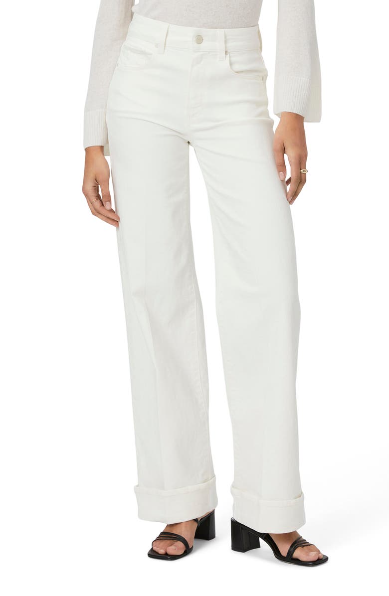 PAIGE Sasha Cuff Wide Leg Jeans, Main, color, Tonal Ecru