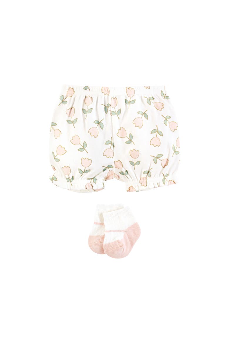Coordinated Bodysuit Outfit With Shorts And Socks, Alternate, color, Soft Pink Basic Tulip