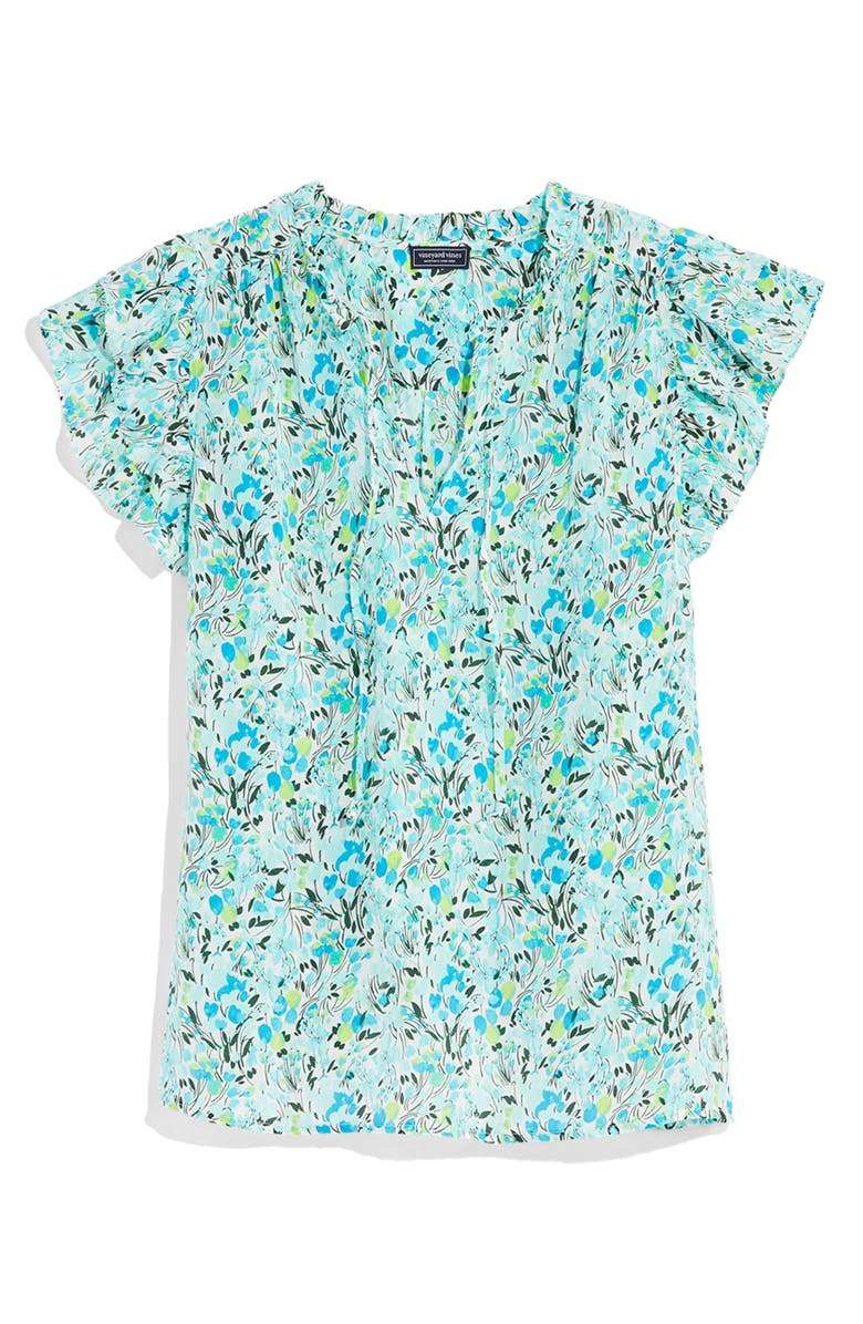 vineyard vines Cupro & Silk Flutter Sleeve Top, Alternate, color, 