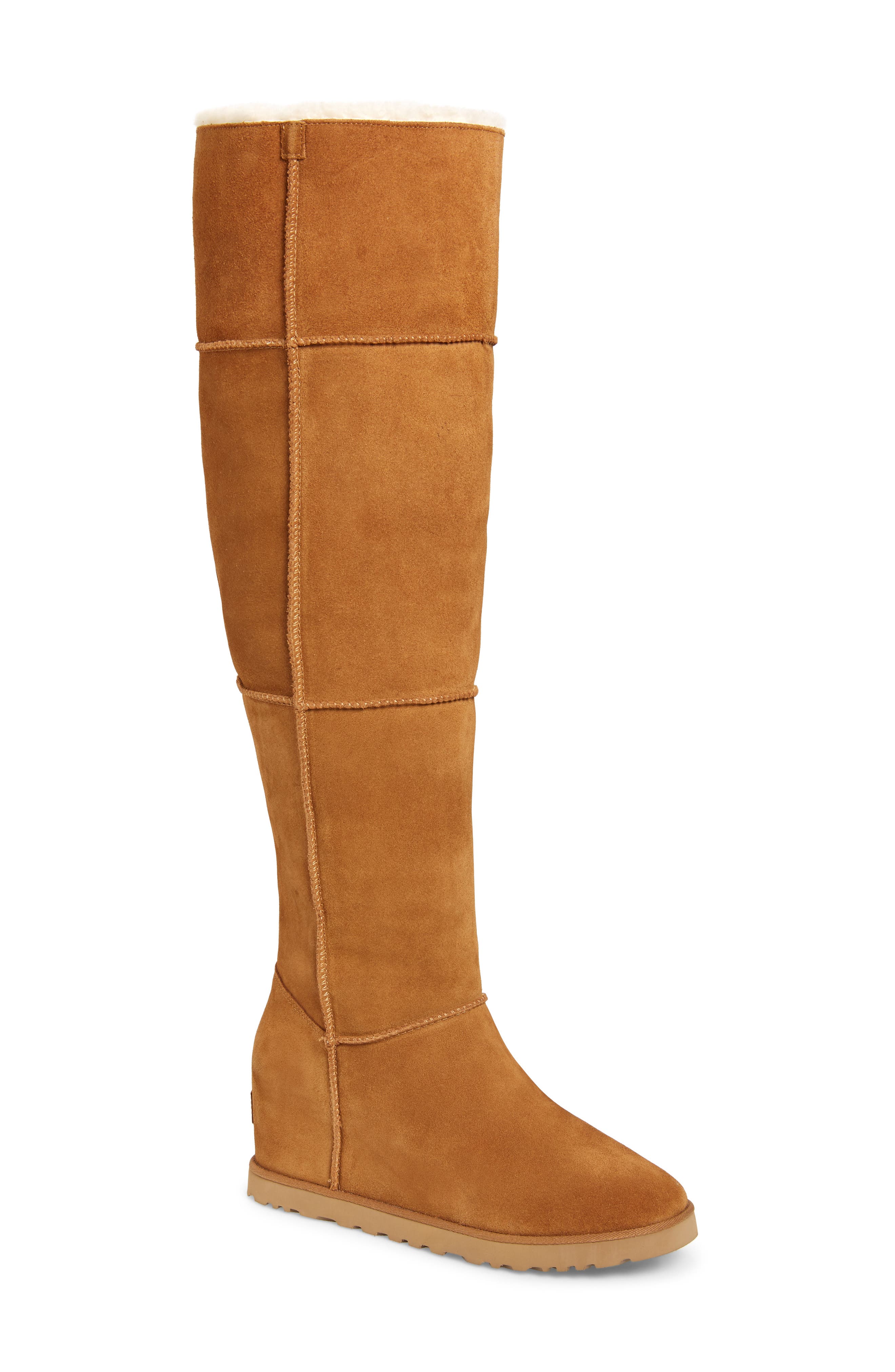 UGG Classic Femme Faux Fur Lined Over-the-Knee Boot - Wide Calf, Main, color, CHESTNUT SUEDE
