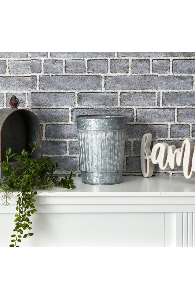 NEARLY NATURAL 10-in Farmhouse Country Pail Planter, Alternate, color, Gray