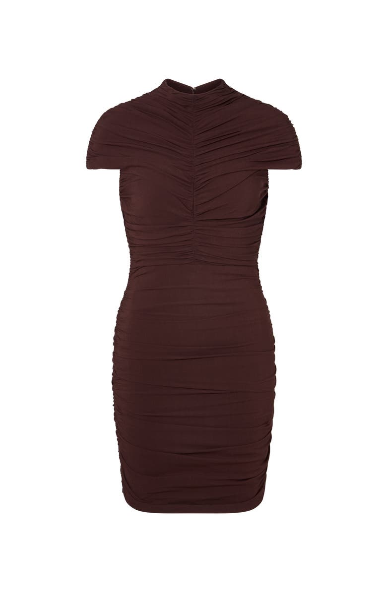 Malina Loana Draped Chiffon Mini Dress, Alternate, color, Espresso