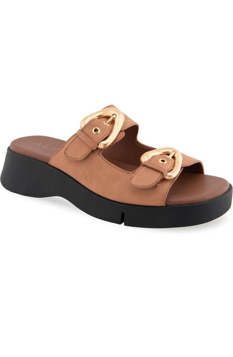 Aerosoles Faith Flatform Slide Sandal, Main, color, Tan Leather