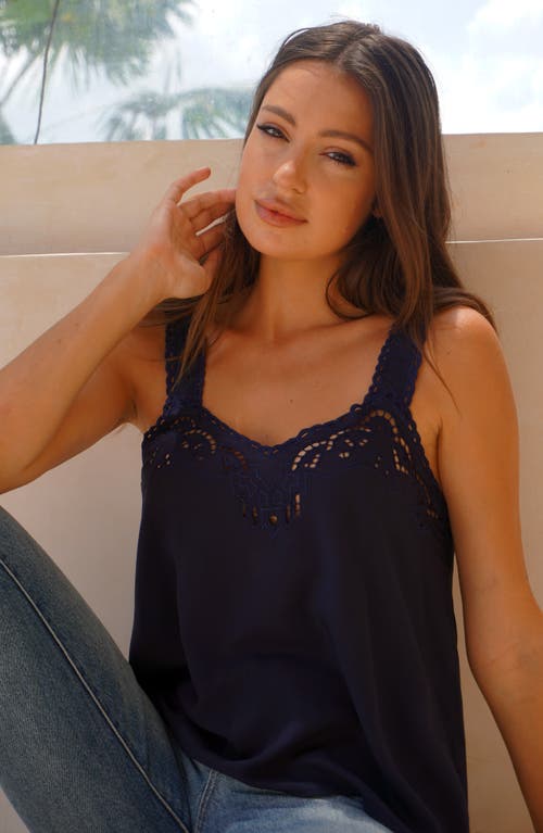 Paneros Clothing Iris Embroidered Camisole In Midnight Navy