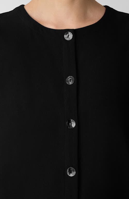 Eileen Fisher Organic Linen Tie Back Longline Vest In Black