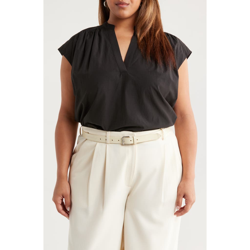 Nordstrom Shirred Cap Sleeve Top In Black