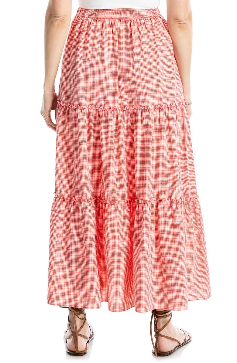 MAX STUDIO Gingham Tiered Maxi Skirt, Alternate, color, Red/ White