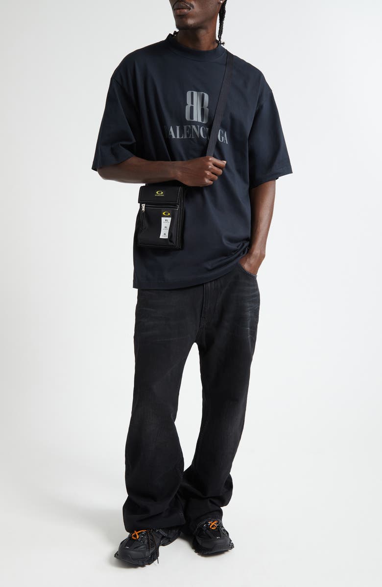 Balenciaga Medium Fit Nano BB Logo Graphic T-Shirt, Alternate, color, Faded Black