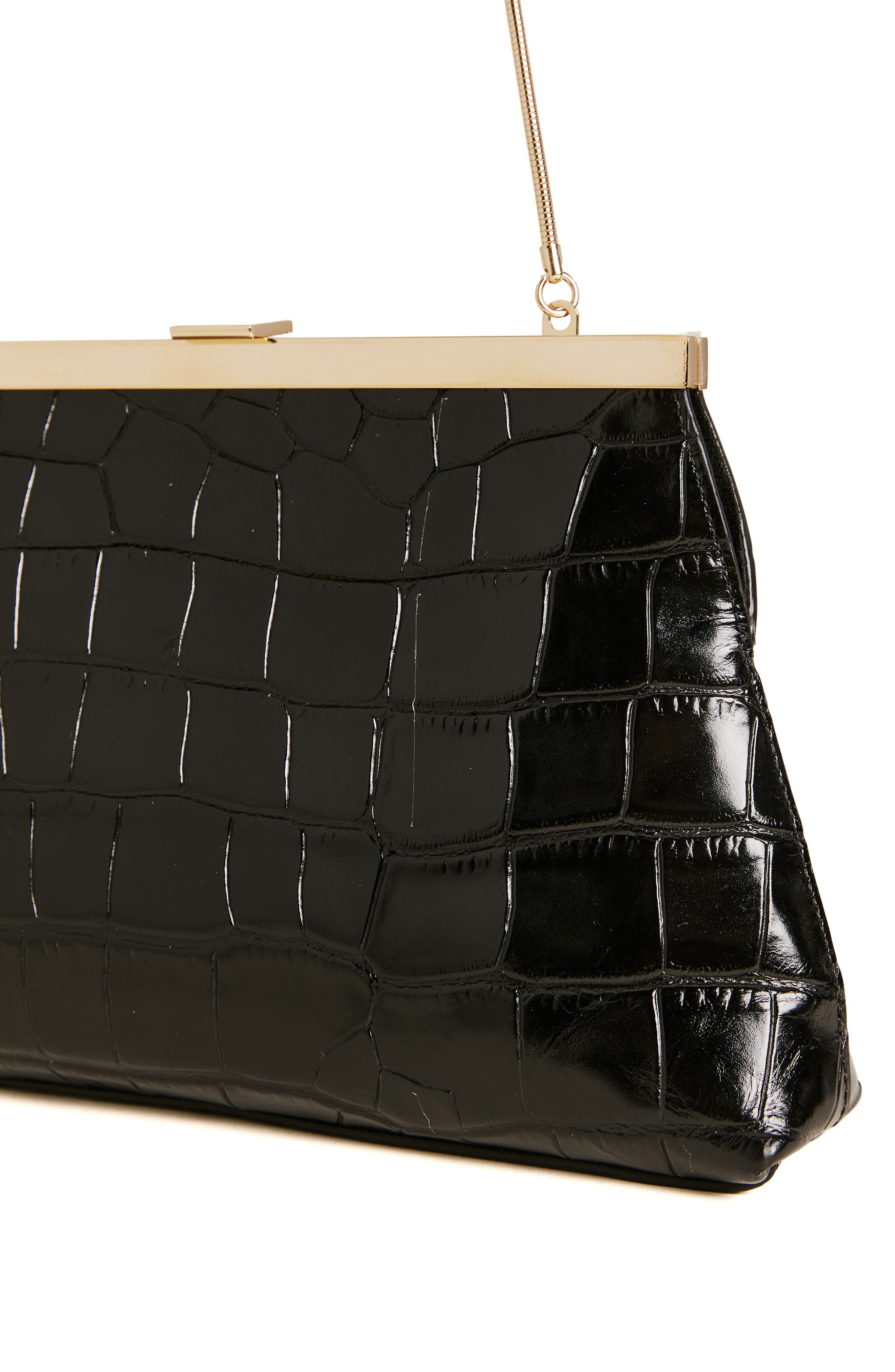 Reformation Iliana Croc Embossed Leather Shoulder Bag, Alternate, color, 