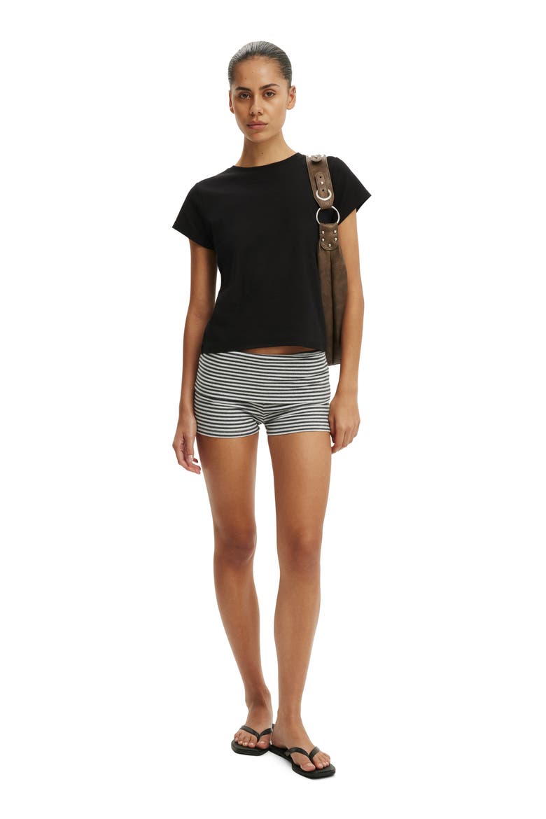 Women's Hallie Foldover Micro Short, Alternate, color, Madi Stripe Grey Marle