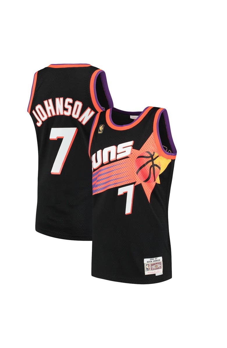 Mitchell & Ness Men's Mitchell & Ness Kevin Johnson Black Phoenix Suns 1996/97 Hardwood Classics Swingman Jersey, Main, color, 