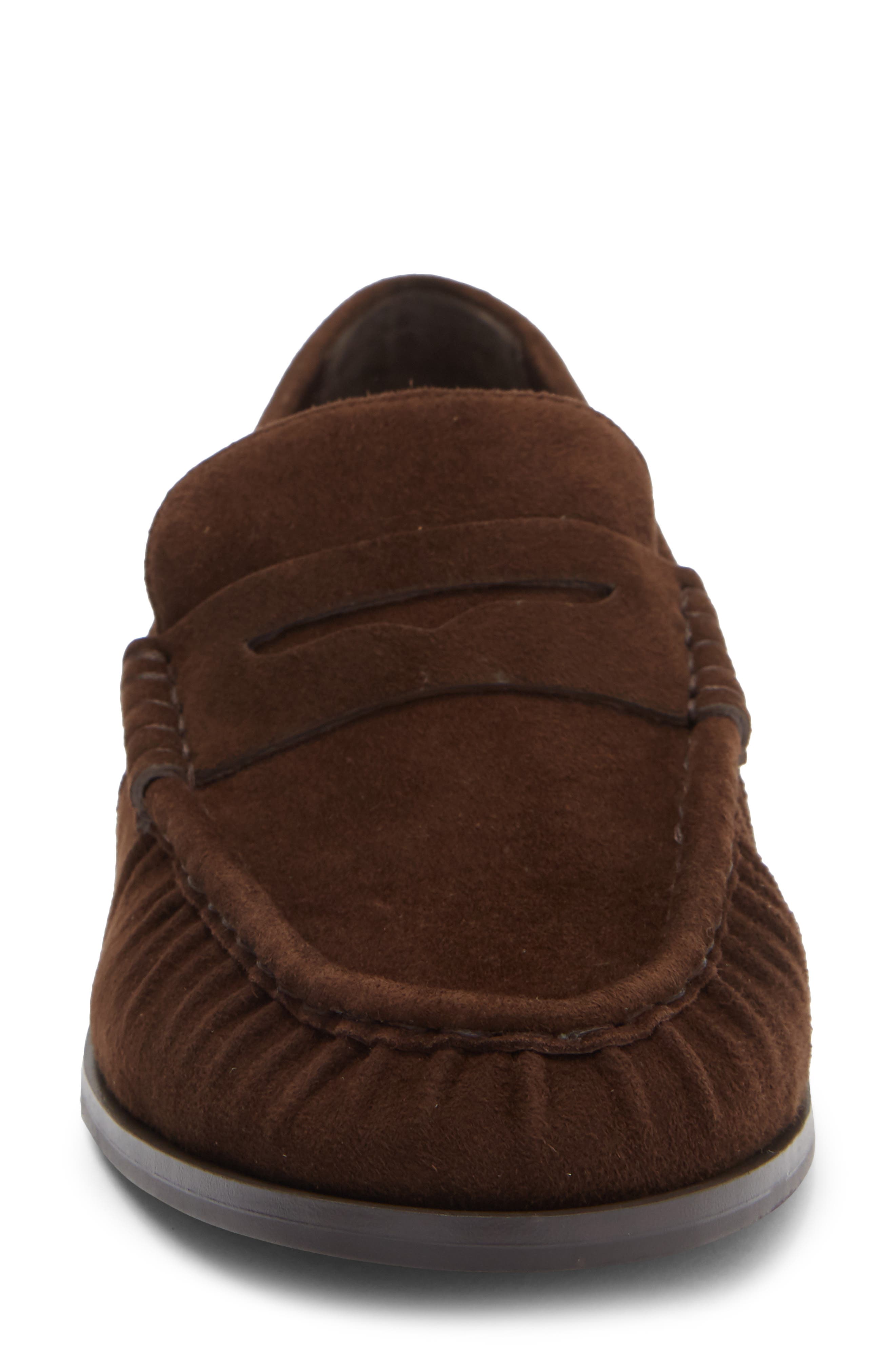Hartly Leather Loafer, Alternate, color, DARK BROWN SUEDE
