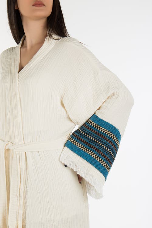 Forever & Always Shoes Kaia Emroidered Sleeve Handmade Kimono In White 1