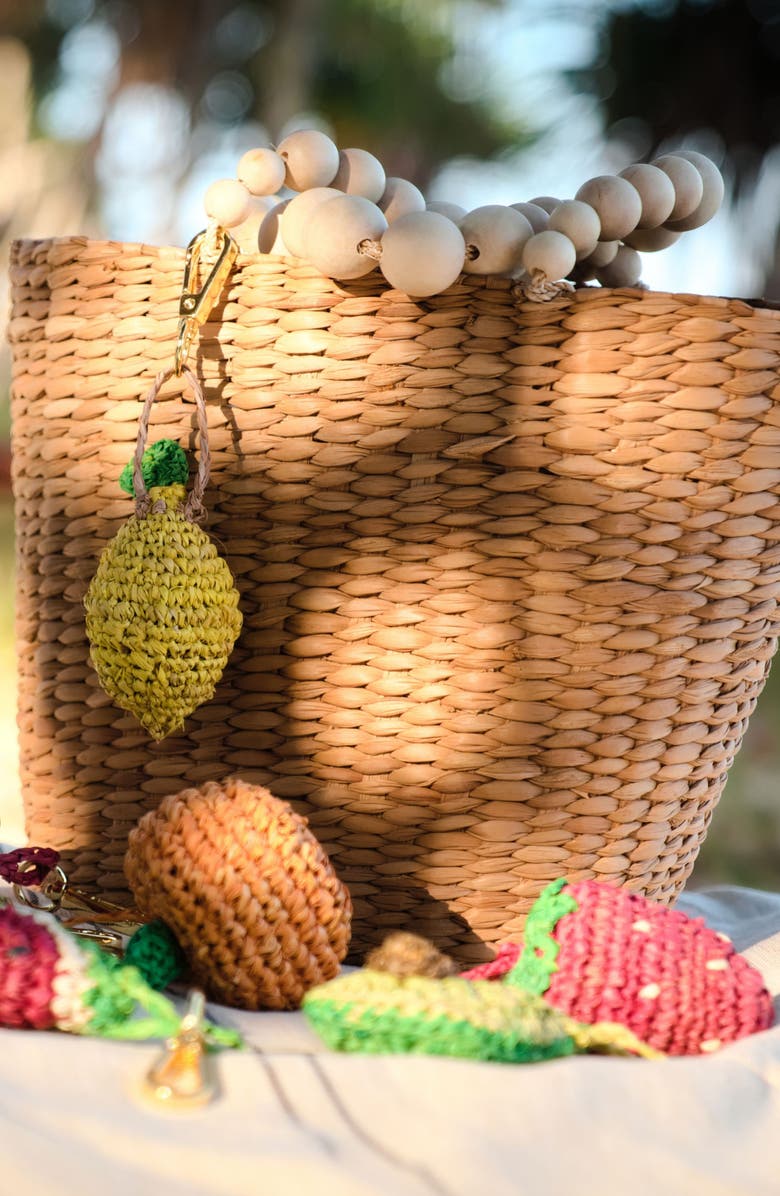 LIKHA Lemon Raffia Bag Charm, Alternate, color, Yellow