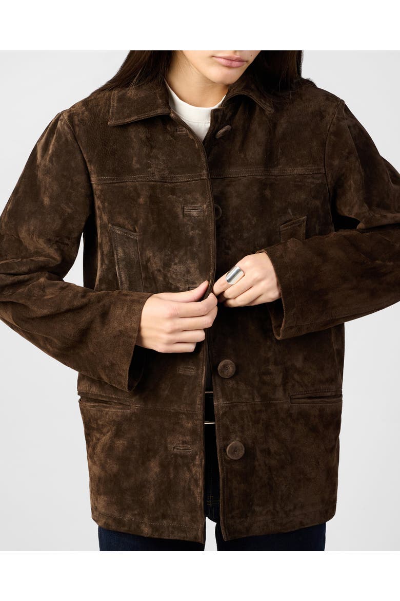 Premium Suede Button Front Jacket, Alternate, color, CHOCOLATE BROWN