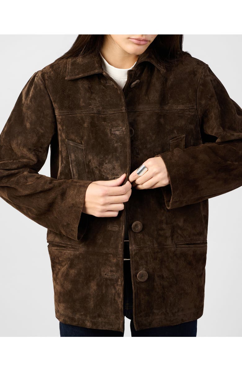 WeWoreWhat Premium Suede Button Front Jacket, Alternate, color, Chocolate Brown