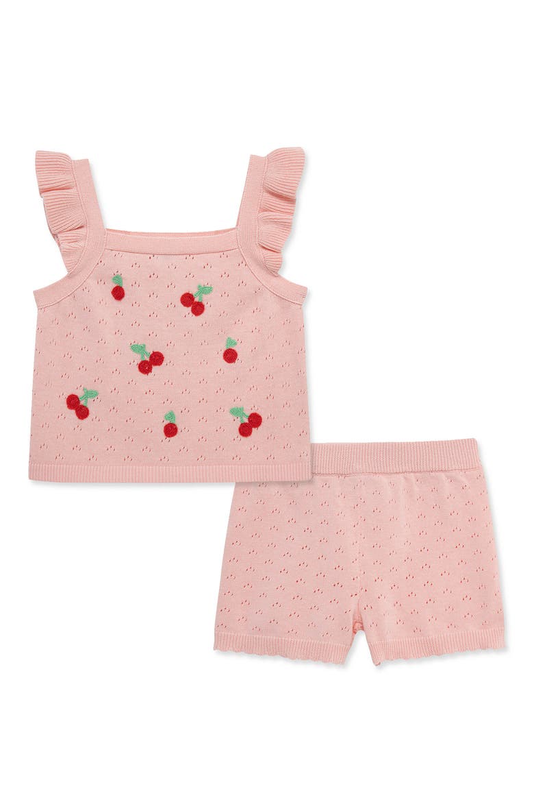 Cherry Pointelle Knit Tank & Shorts Set, Main, color, PINK