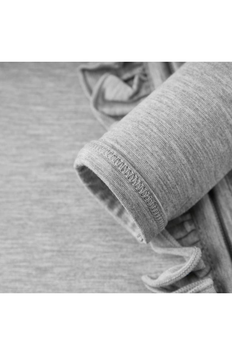 Milkbarn Luxe Solid Ruffle Footed Romper, Alternate, color, Grey Melange