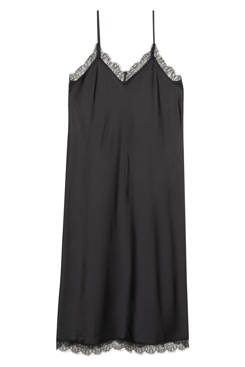 Satin & Lace Full Slip, Alternate, color, BLACK