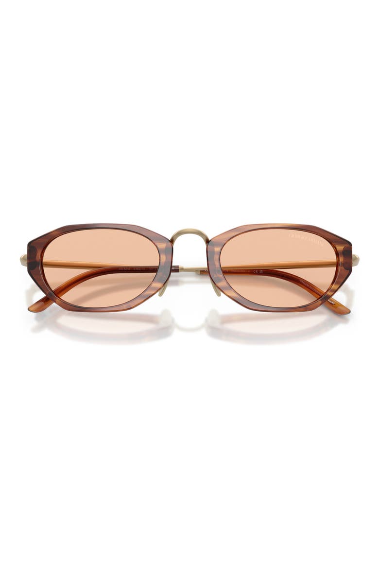 50mm Polarized Irregular Oval Sunglasses, Alternate, color, STRIPED BROWN / LIGHT BROWN