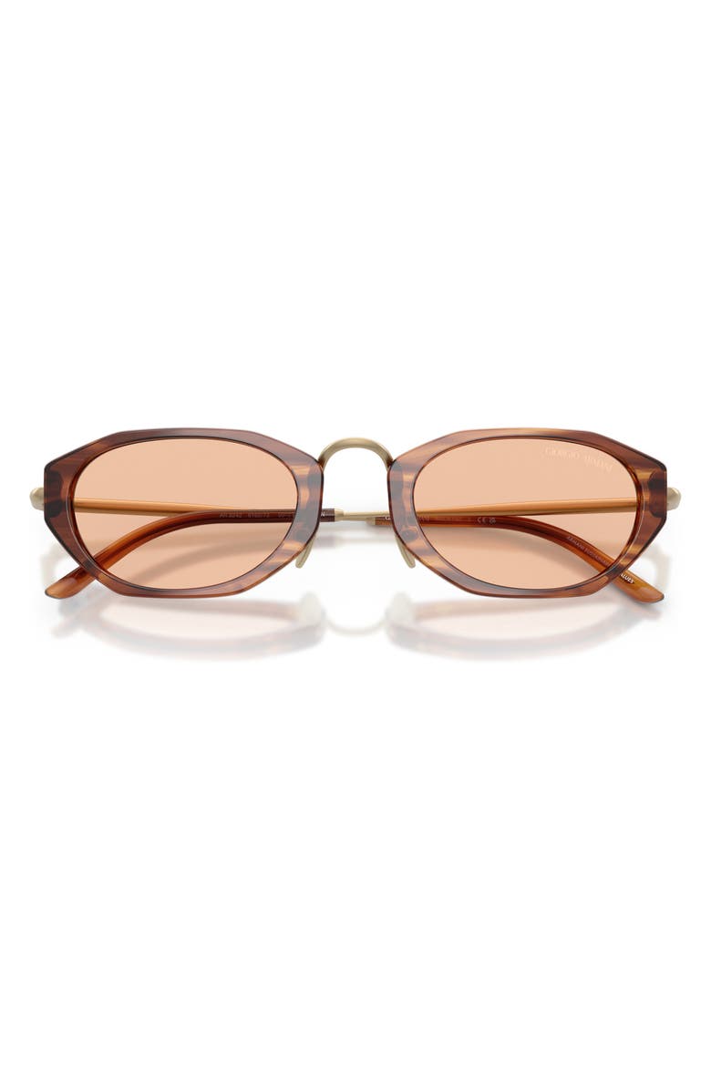 AX Armani Exchange 50mm Polarized Irregular Oval Sunglasses, Alternate, color, Striped Brown / Light Brown