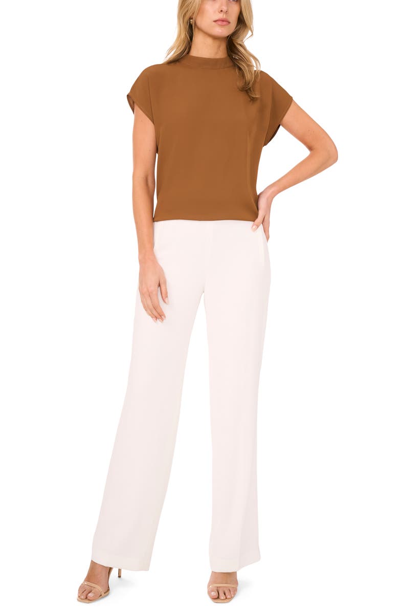 Halogen<sup>®</sup> Mock Neck Cap Sleeve Shell, Alternate, color, Rich Cognac