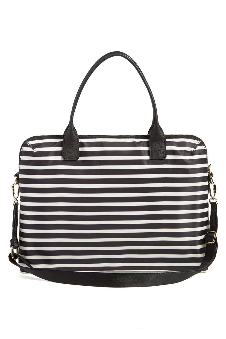 'daveney' laptop bag, Alternate, color, BLACK/ CLOTTED CREAM STRIPE