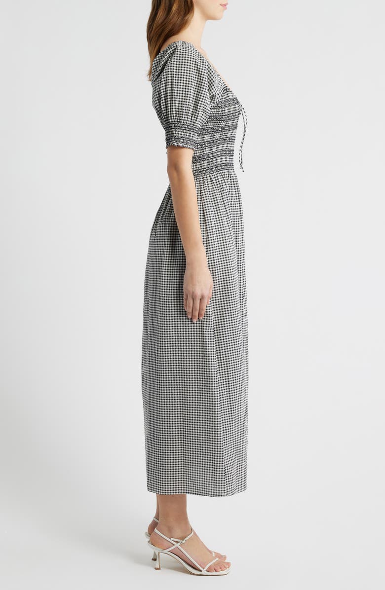 Hill House Home The Madeline Smocked Puff Sleeve Maxi Dress, Alternate, color, Black/ Sand Gingham