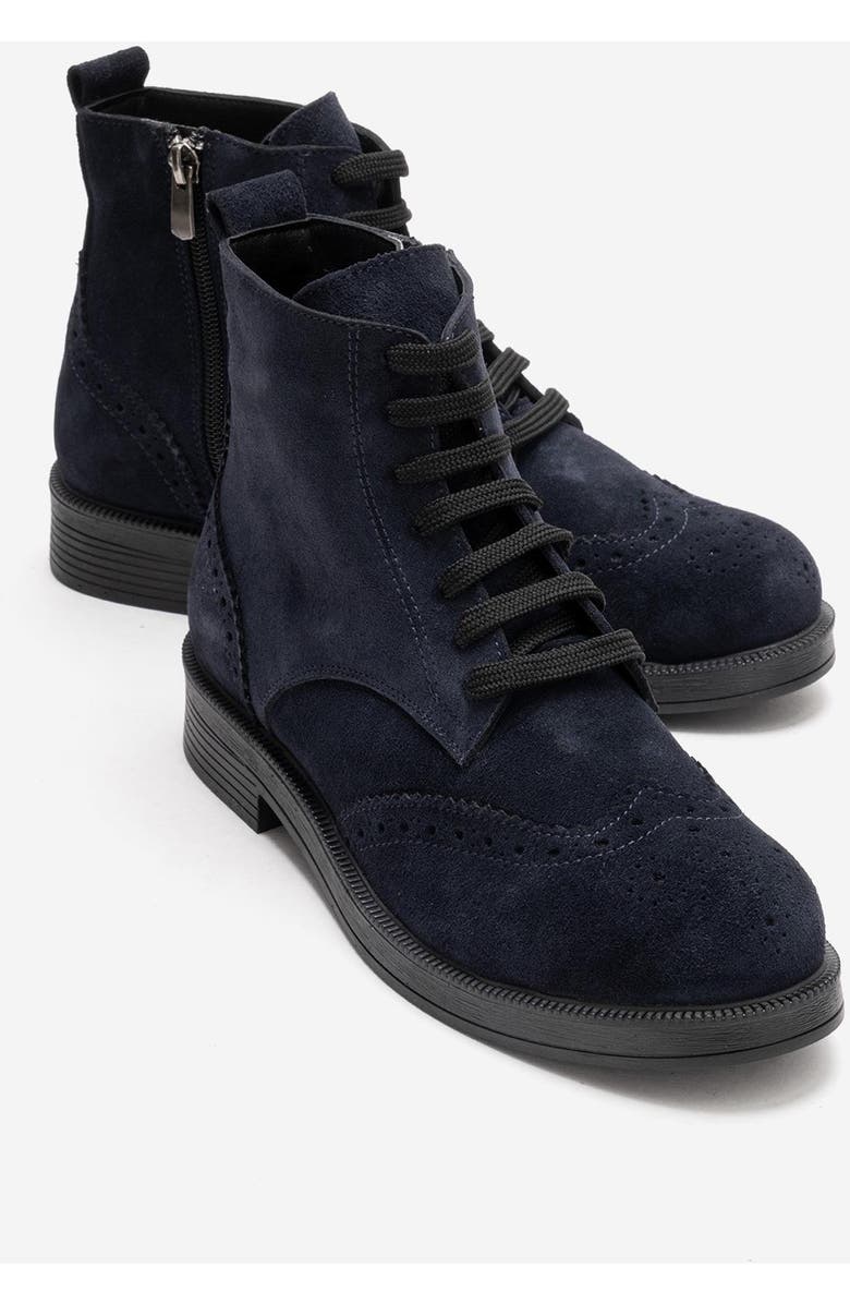 Forever & Always Shoes Nelvy Leather Boot, Main, color, Navy Suede
