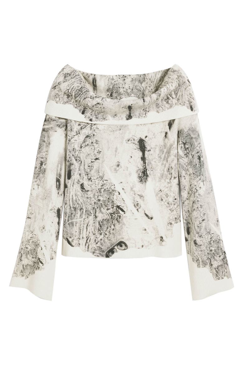 Abstract Print Off the Shoulder Sweater, Alternate, color, ANTHRACITE GRAY