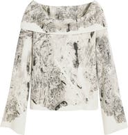 Desigual Abstract Print Off the Shoulder Sweater