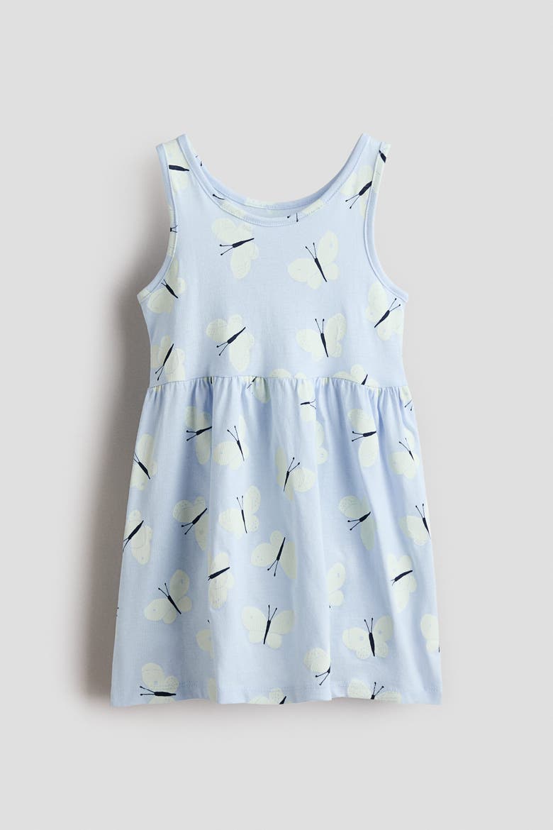 Patterned Cotton Dress, Main, color, Light blue/butterflies