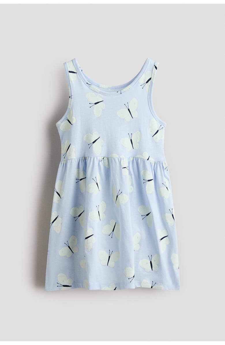 H&M Patterned Cotton Dress, Main, color, Light Blue/Butterflies
