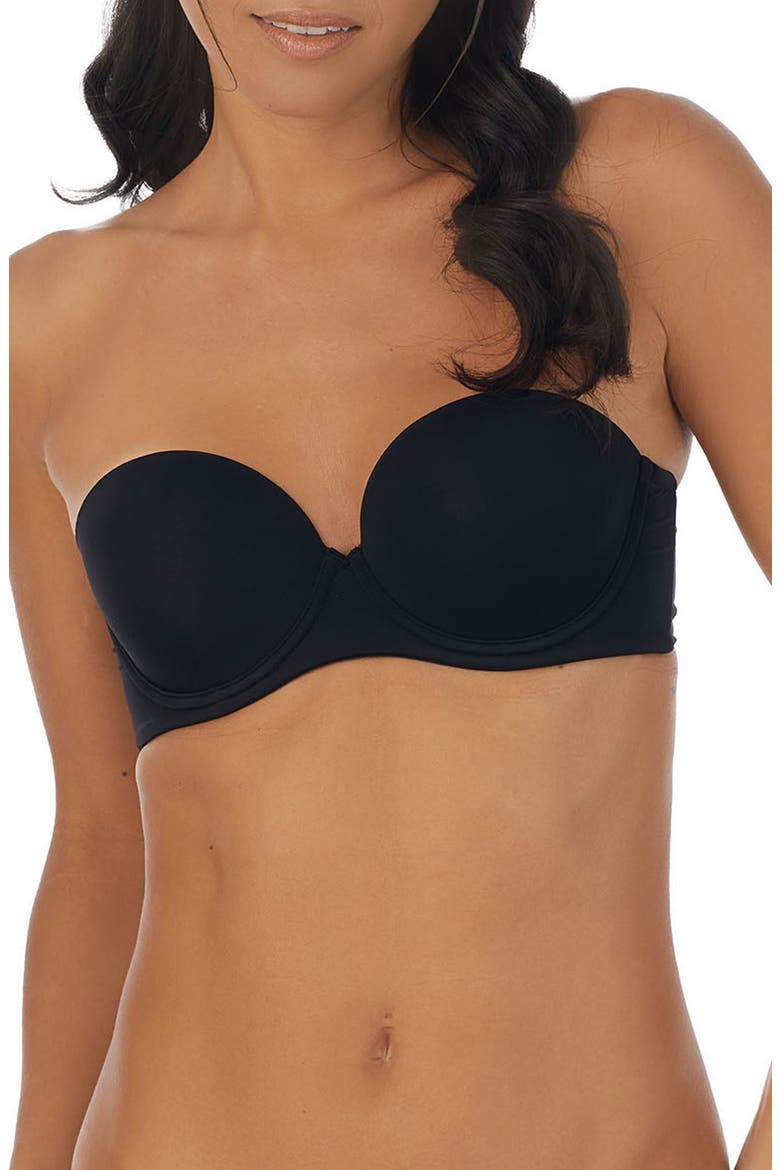 Sleek Micro Underwire Strapless Plunge Bra, Main, color, BLACK