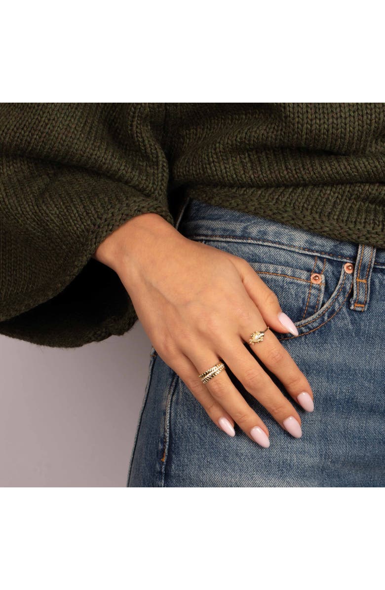 BY ADINA EDEN CZ Golden Leaf Crown Ring, Alternate, color, Gold