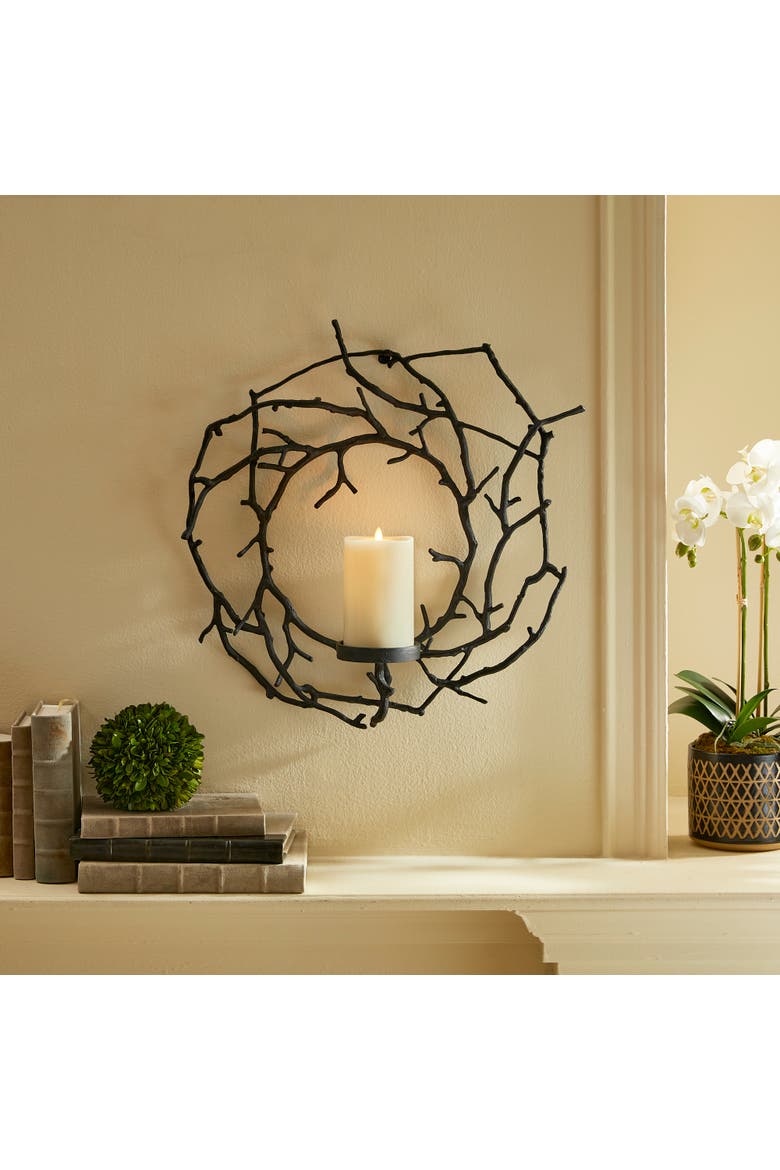 Branch Wall Candleholder, Alternate, color, Black