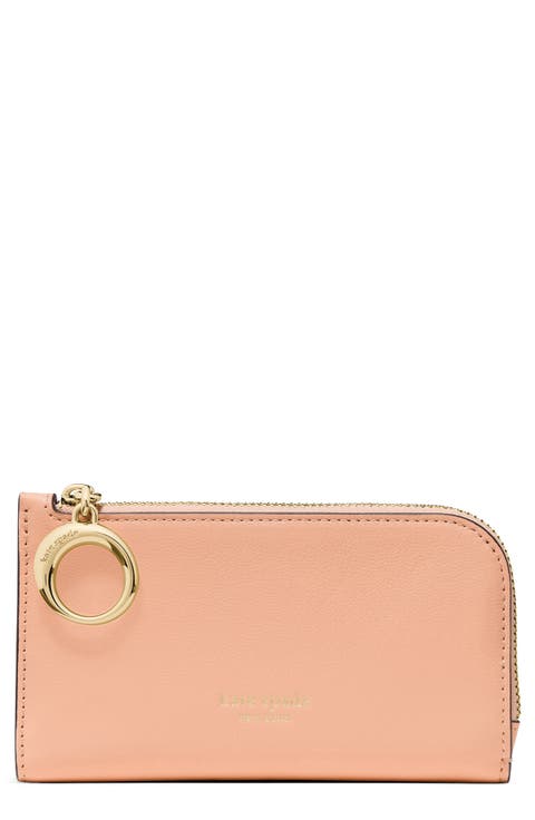 small halo fine grain leather zip wallet