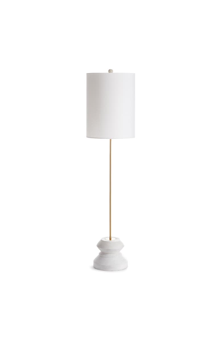 Napa Home & Garden 34.5" Kaiden 25W Whitewash Modern Premium Tall Geometric Lamp w/ Fabric Shade, Main, color, White