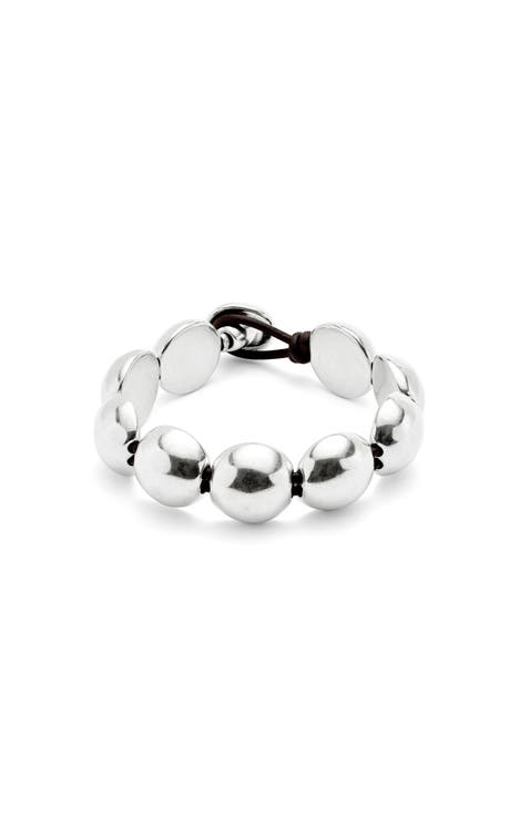 Beaded Leather Curve Bracelet