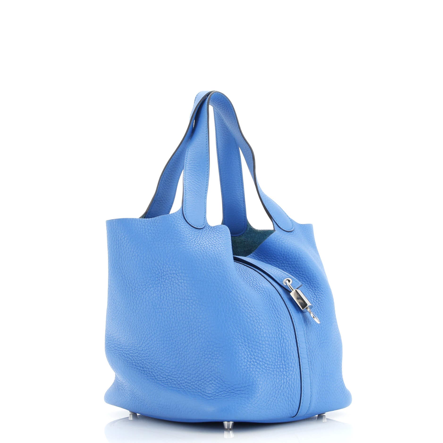Pre-Owned Hermes Picotin Lock Bag Clemence MM, Alternate, color, Bleu Zanzibar
