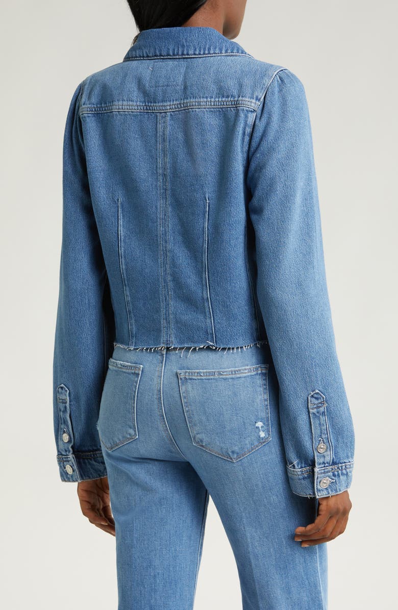 PAIGE Pacey Raw Hem Crop Denim Jacket, Alternate, color,