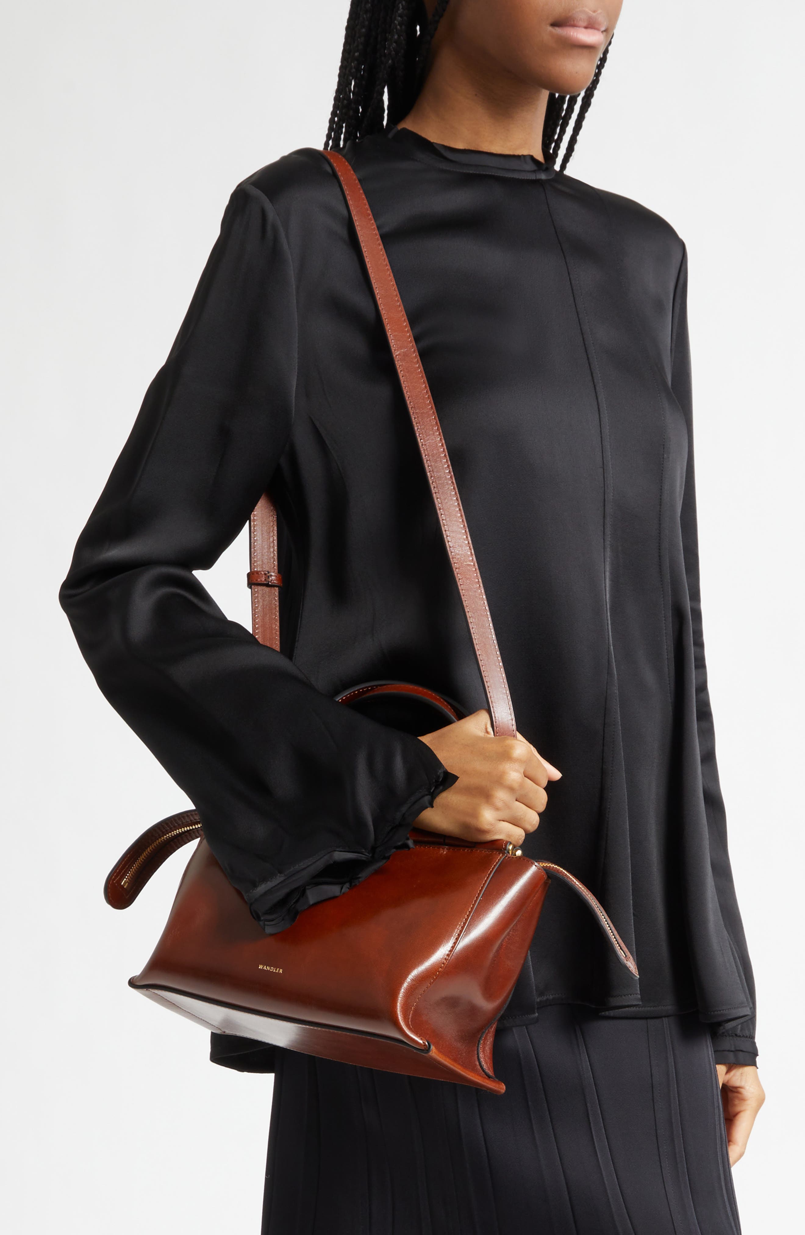 Wandler Ida Leather Top Handle Bag, Alternate, color, Palissander Glaze 1775