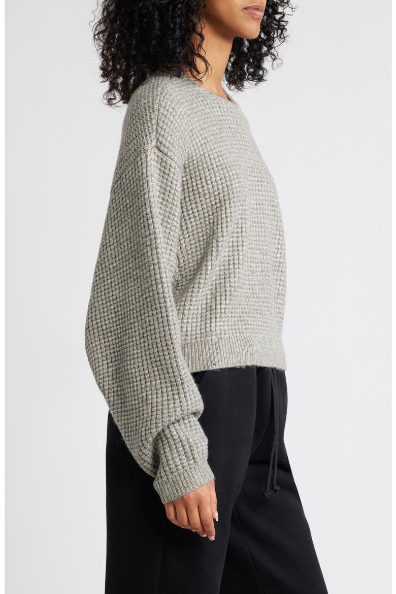 Heavy Waffle Knit Crop Sweater, Alternate, color, DARK HEATHER