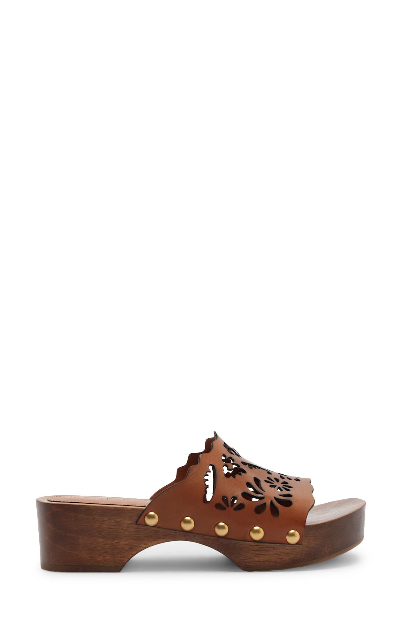Lace Leather Slide Clog, Alternate, color, SAND