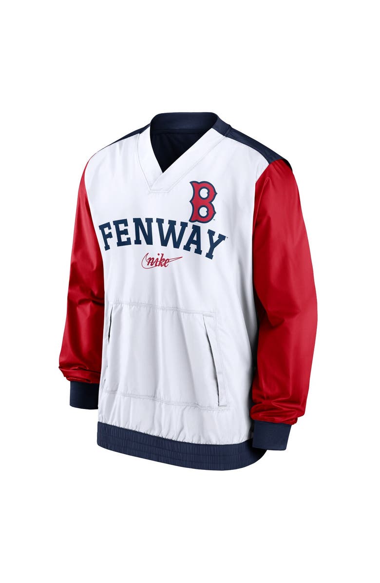 Nike Men's Nike White/Navy Boston Red Sox Rewind Warmup V-Neck Pullover Jacket, Alternate, color, White