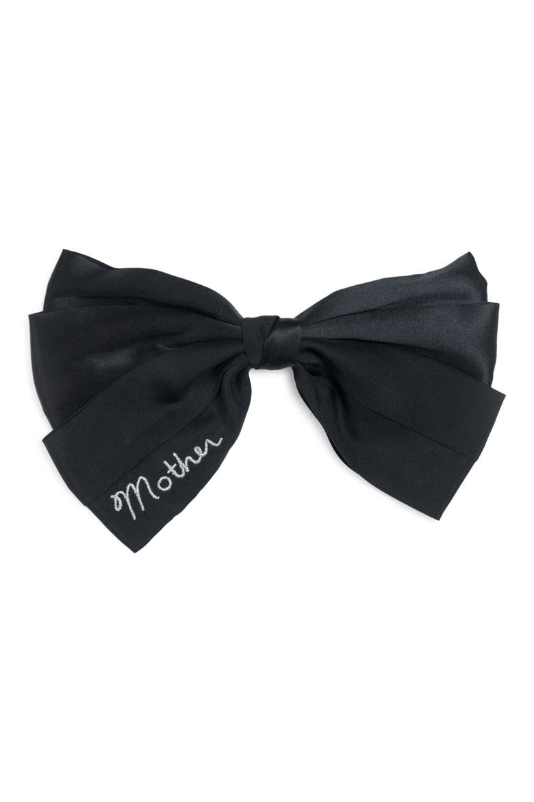 The Bow Silk Hair Clip, Main, color, BLACK
